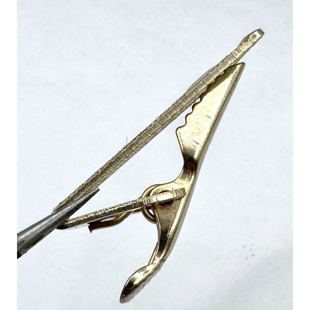 Vintage Tie Clip Gold Tone Pebble Textured Golden Clips Men's Fashion Jewelry